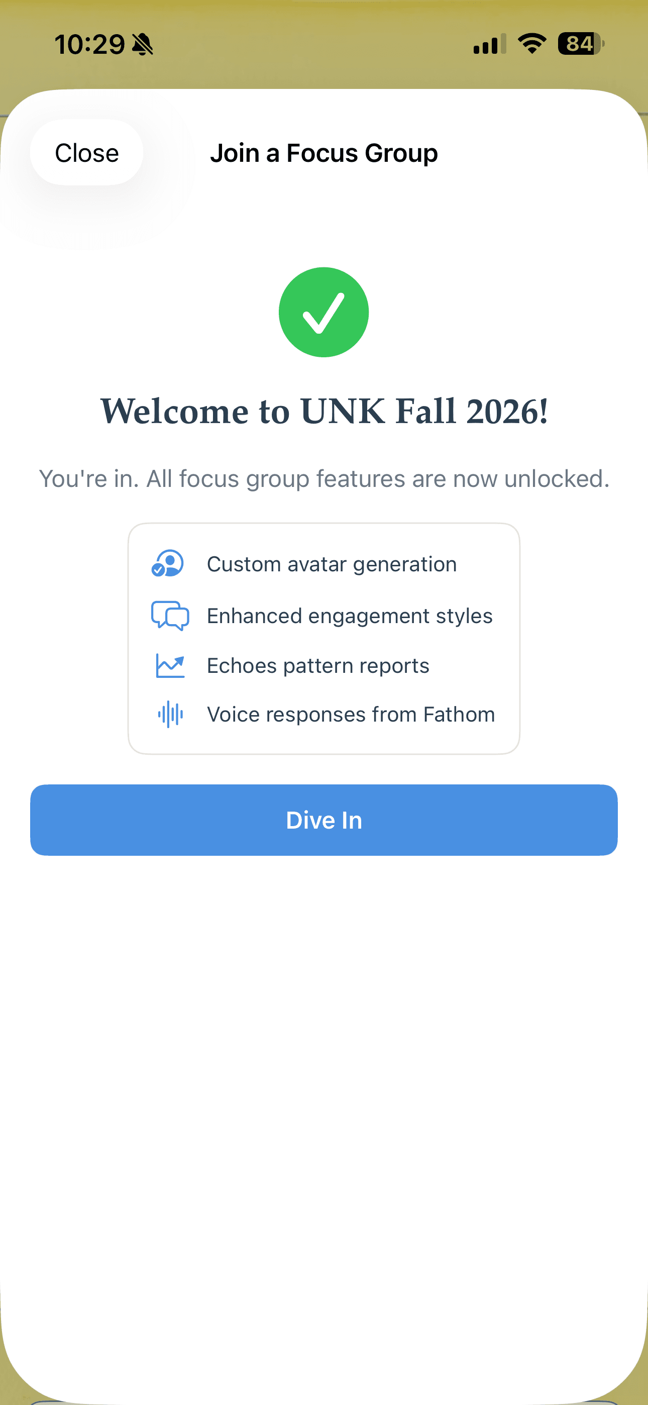 Successful enrollment confirmation for UNK Fall 2026