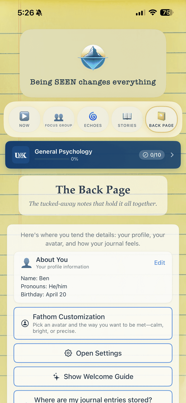 Back Page showing UNK banner after joining